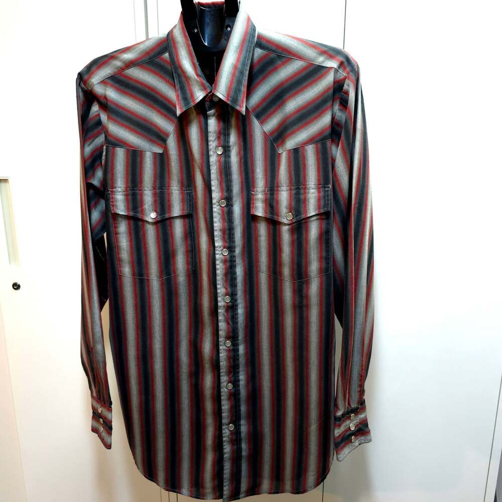 Salmon River Traders Mens Vintage Stripe Long Sleeve Collared Shirt Size XLT